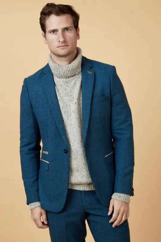 Jakkesæt - Blåt - Dion Blue Herringbone