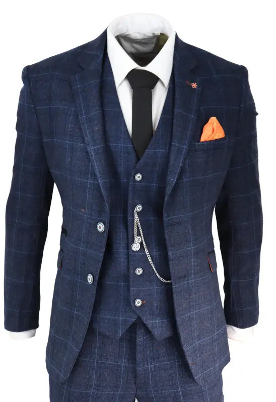 Jakkesæt Med Vest - Cody Blue Tweed