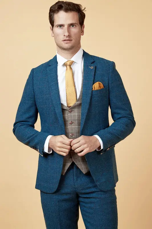 Jakkesæt Med Vest Dion blå Mix and Match - Marc Darcy