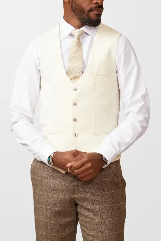 Kelvin Creme Vest - Enkelt Brystet
