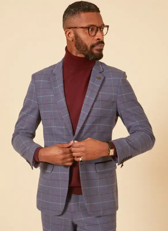 Marc Darcy – Jakke Abbott Tweed Blå Ternet