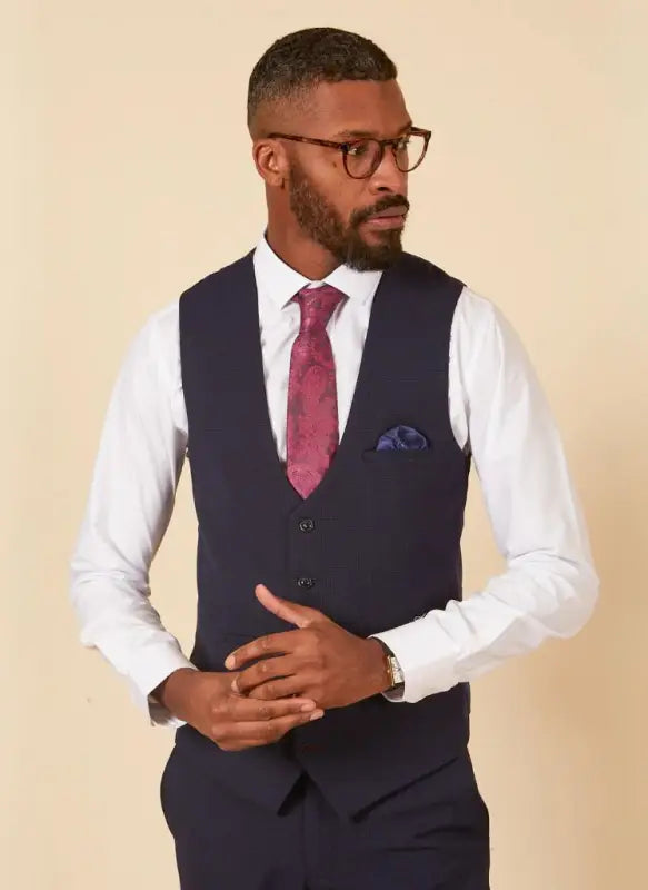 Marc Darcy – Vest Bromley Marineblå Ternet