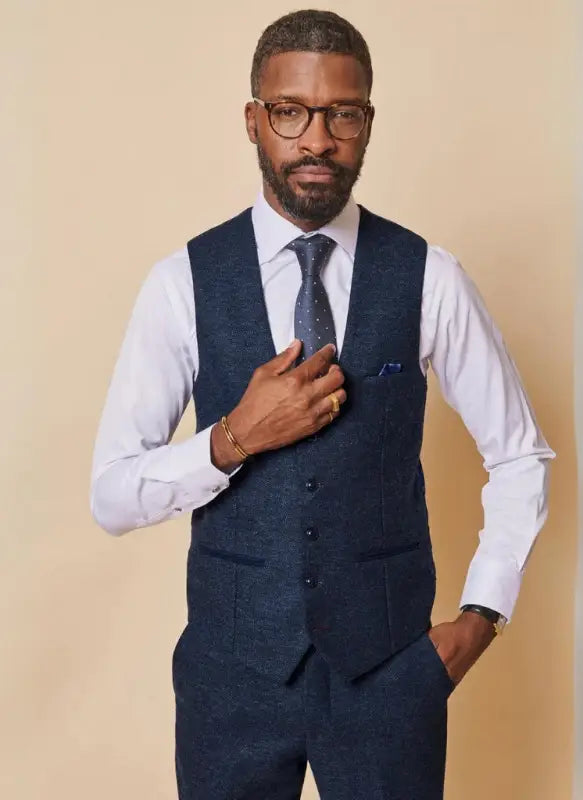 Marc Darcy – Vest Marlow Tweed Blå