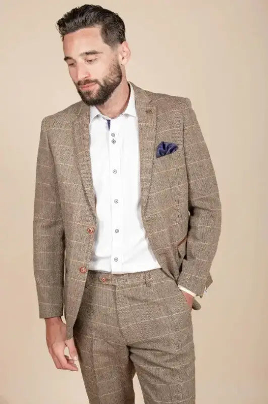 Jakkesæt - Brunt - Herringbone Brown
