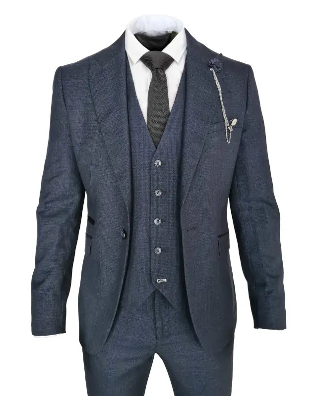 Jakkesæt Med Vest Navy Blue - Cavani Caridi