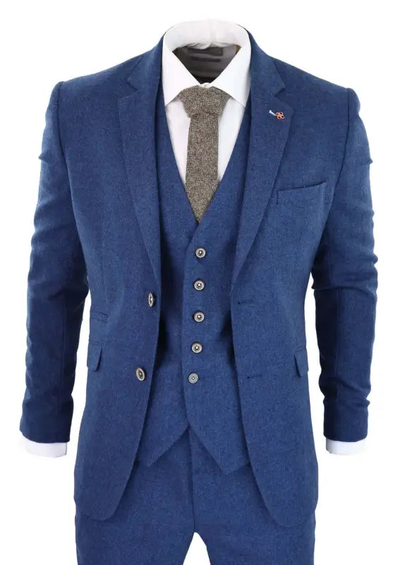 Jakkesæt til mænd Tweed Slimfit I Cavani Orson Blue