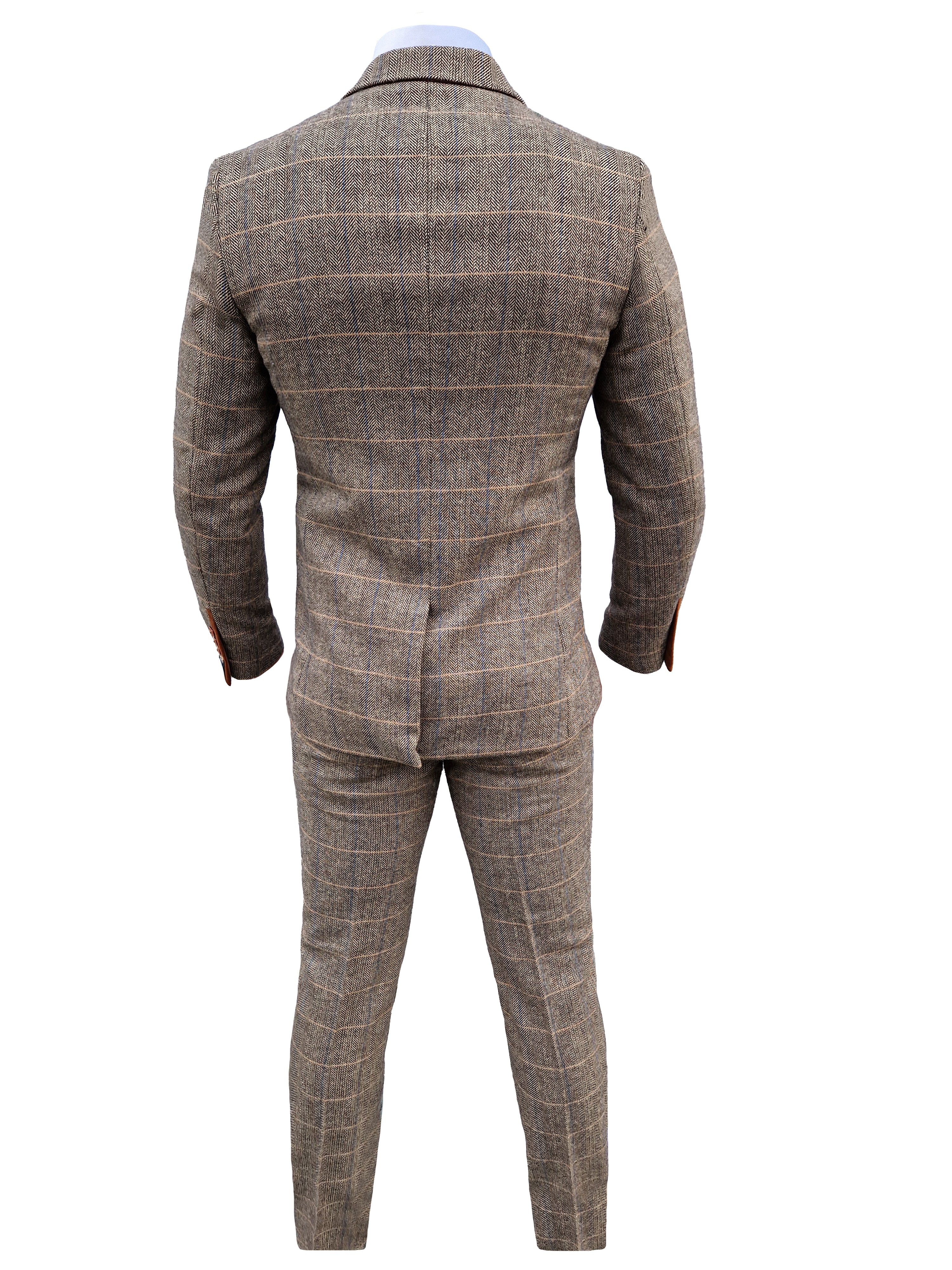 Tredelt herrekostume Marc Darcy Herringbone brown - Mix and