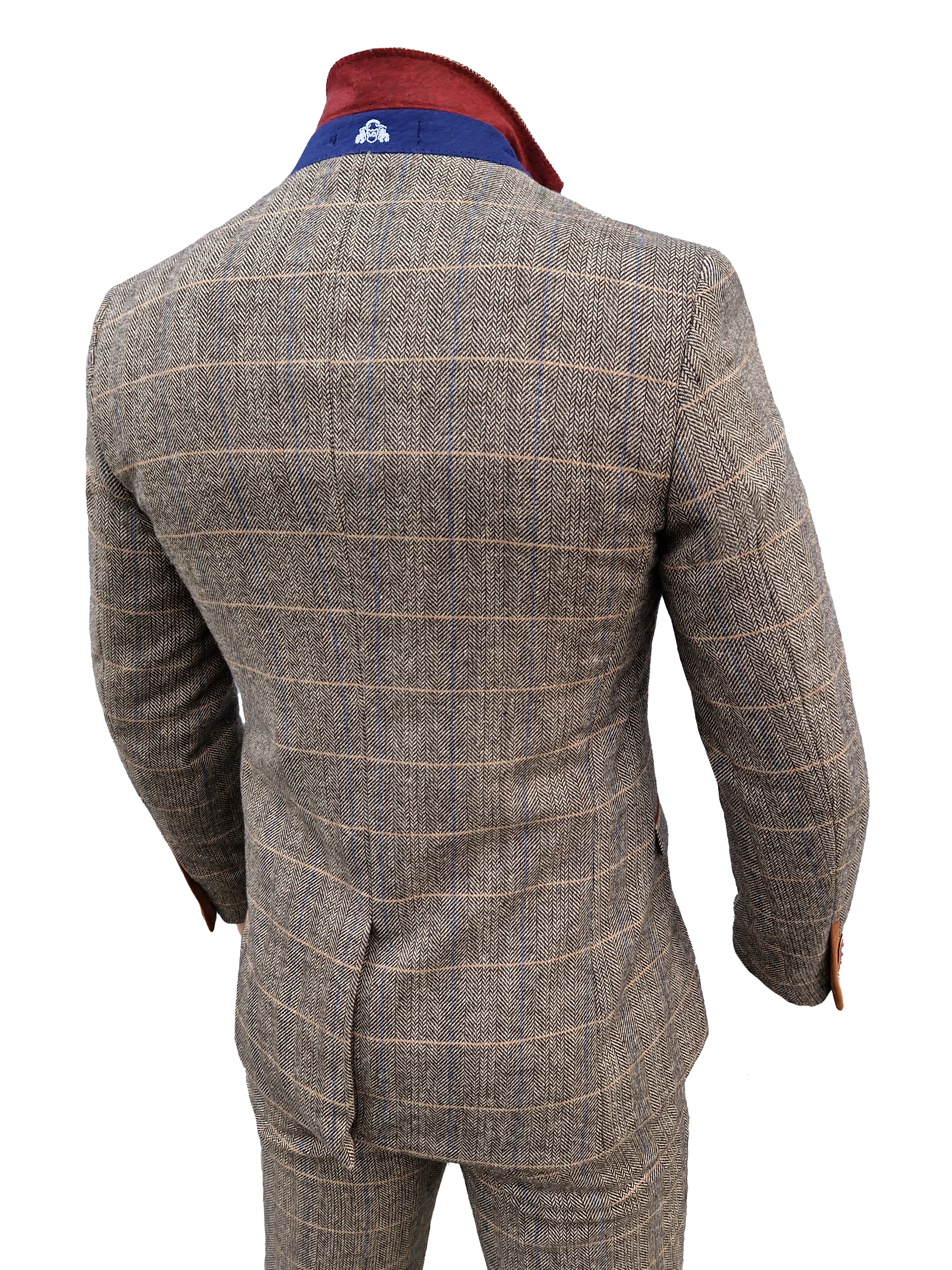 Tredelt herrekostume Marc Darcy Herringbone brown - Mix and