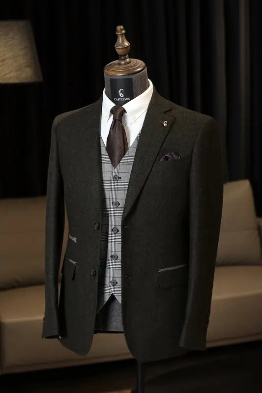 CASTLESON Chief – Herresæt I Olivengrøn Tweed Mix & Match
