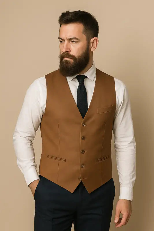 CASTLESON – Vest Bradley Tan - Gilet