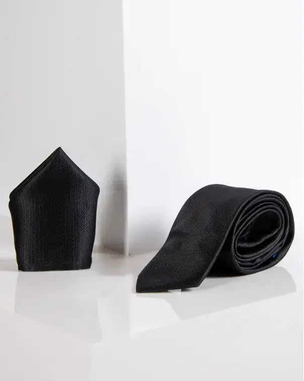 Gentlemens Set Iconic Black slips med lommetørklæde