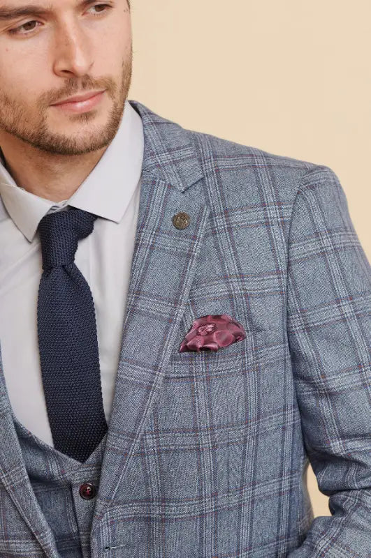 Blåt terningmønstret jakkesæt - Abbott Blue Tweed Check