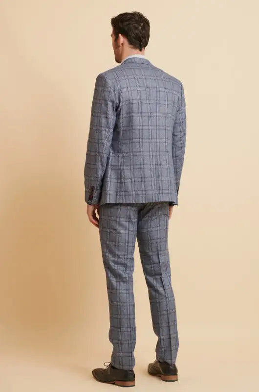 Blåt terningmønstret jakkesæt - Abbott Blue Tweed Check