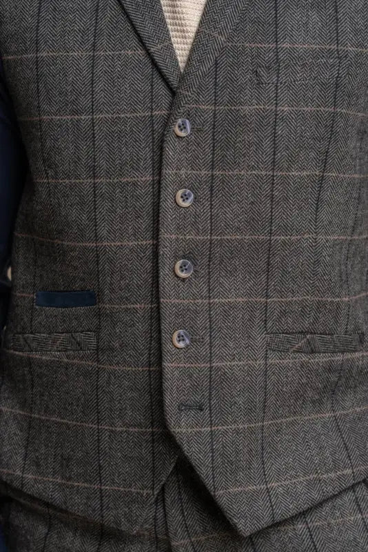 Peaky Blinders Grey Navy Jakkesæt Tredelt Jakkesæt