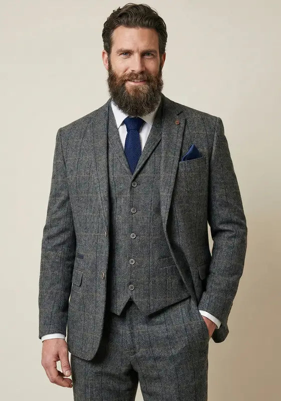 Grey Navy Jakkesæt, Tredelt Jakkesæt Med Bukser, Jakke Og Vest