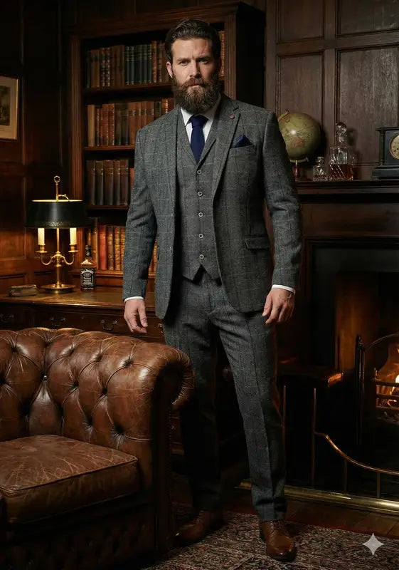 Grey Navy Jakkesæt, Tredelt Jakkesæt Med Bukser, Jakke Og Vest