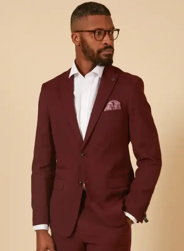 2 - Piece Wine Red Men’s Suit - Marc Darcy Max Wine 2pc