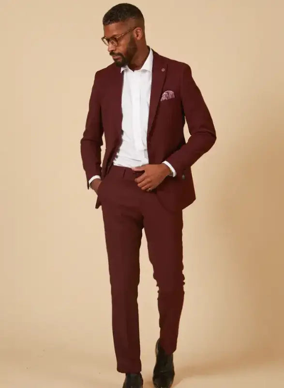 2 - Piece Wine Red Men’s Suit - Marc Darcy Max Wine 2pc