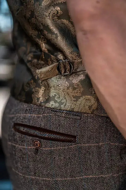 Jakkesæt Med Vest - Herribone Brown Classic