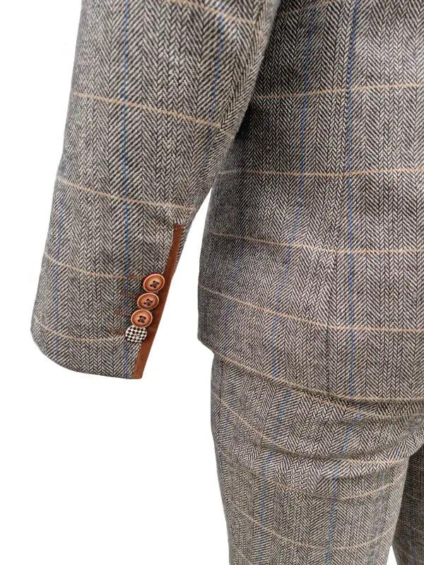 Tredelt herrekostume Marc Darcy Herringbone brown - Mix and