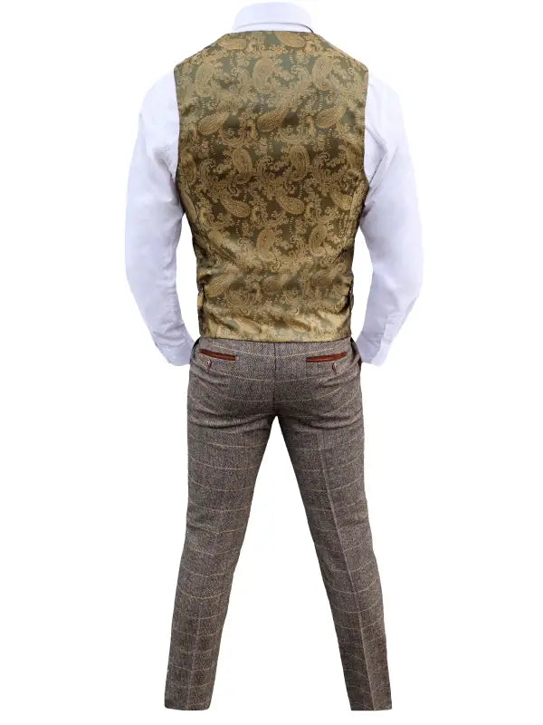 Tredelt herrekostume Marc Darcy Herringbone brown - Mix and