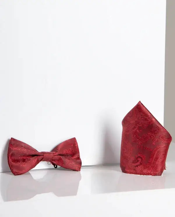 Marc Darcy Gentlemans sæt Rød Paisley Bow Tie