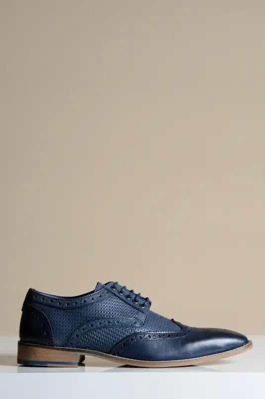 Marineblå lædersko Marc Darcy Brandon Wingtip Brogue