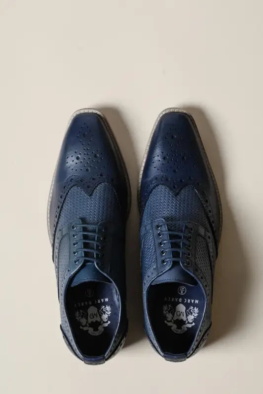 Marineblå lædersko Marc Darcy Brandon Wingtip Brogue