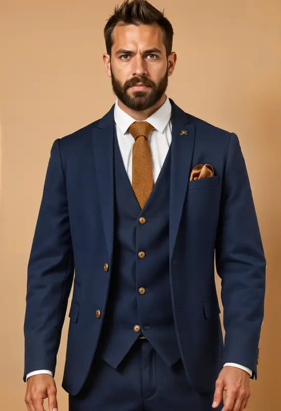 Marineblåt Jakkesæt - Max Royal Blue 3-Delt Jakkesæt