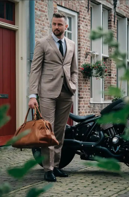 TAVERNY Major - Jakkesæt Med Vest Beige