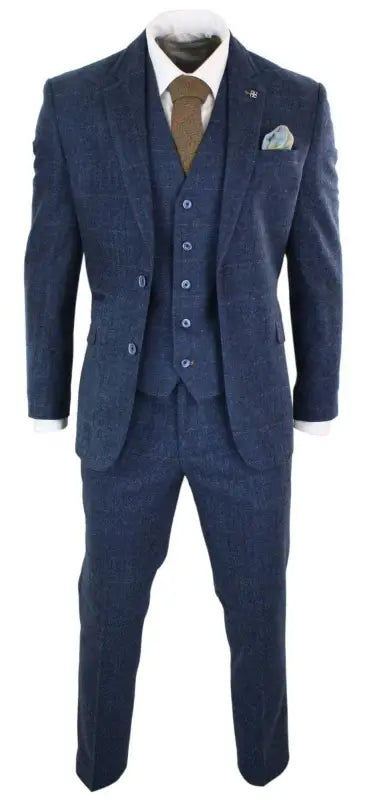 Tredelt Cavani Peaky Style Jakkesæt - Carnegi Navy Tweed