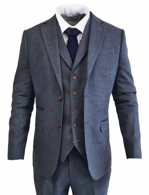 TAVERNY Chief - Herrekostume Navy tweed - driedelig pak