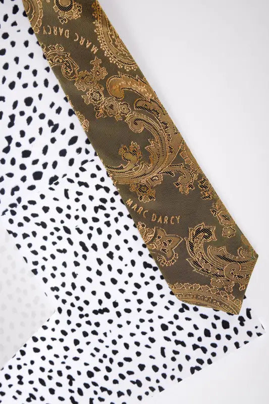 Børneslips Tan Gold Guld Paisley